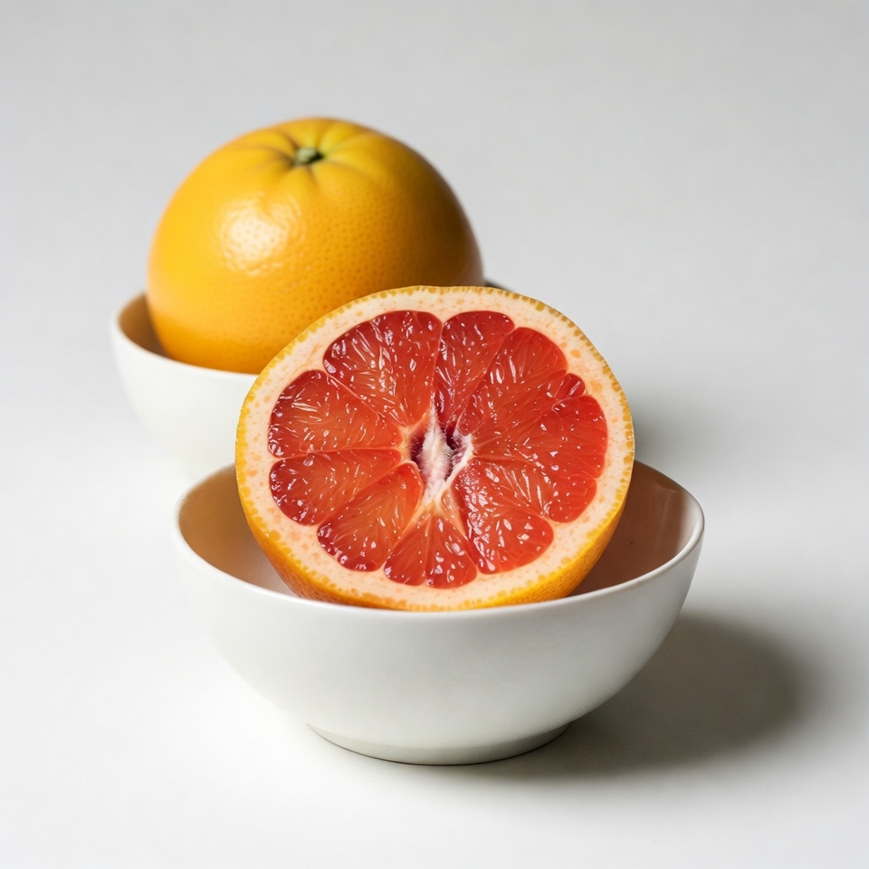 Whole and Halved Grapefruit in Bowls Whole and Halved Grapefruit in Bowls