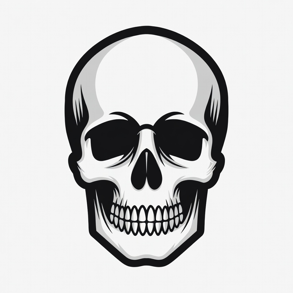 Black and White Skull Illustration Black and White Skull Illustration