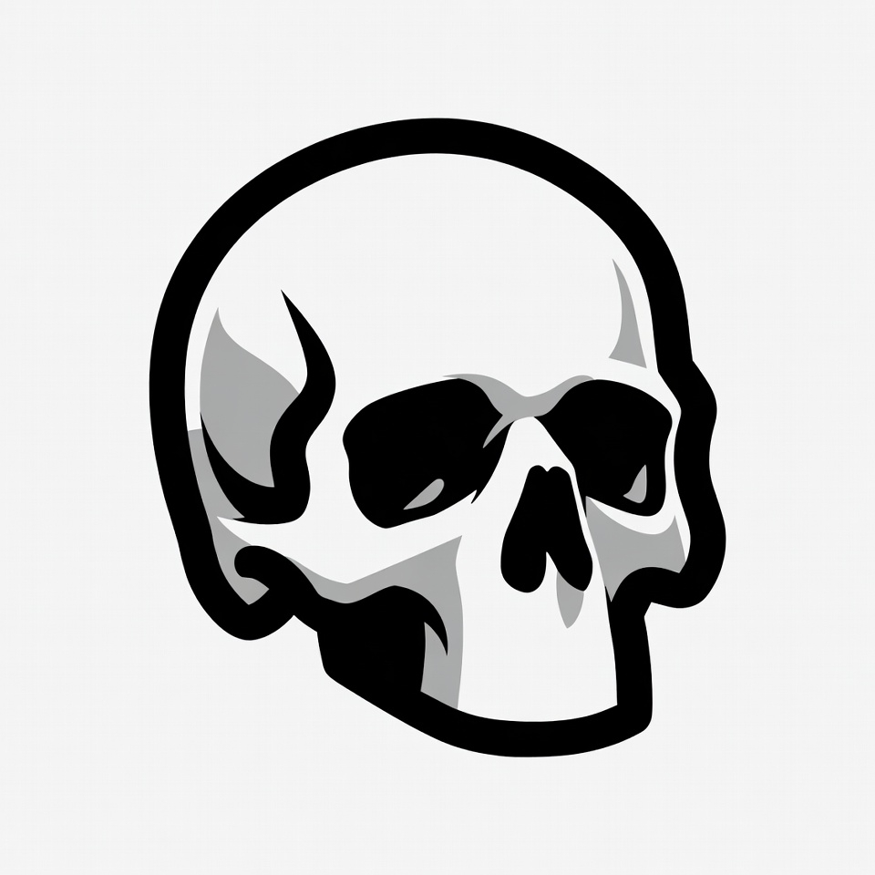 Black and White Skull Illustration Black and White Skull Illustration