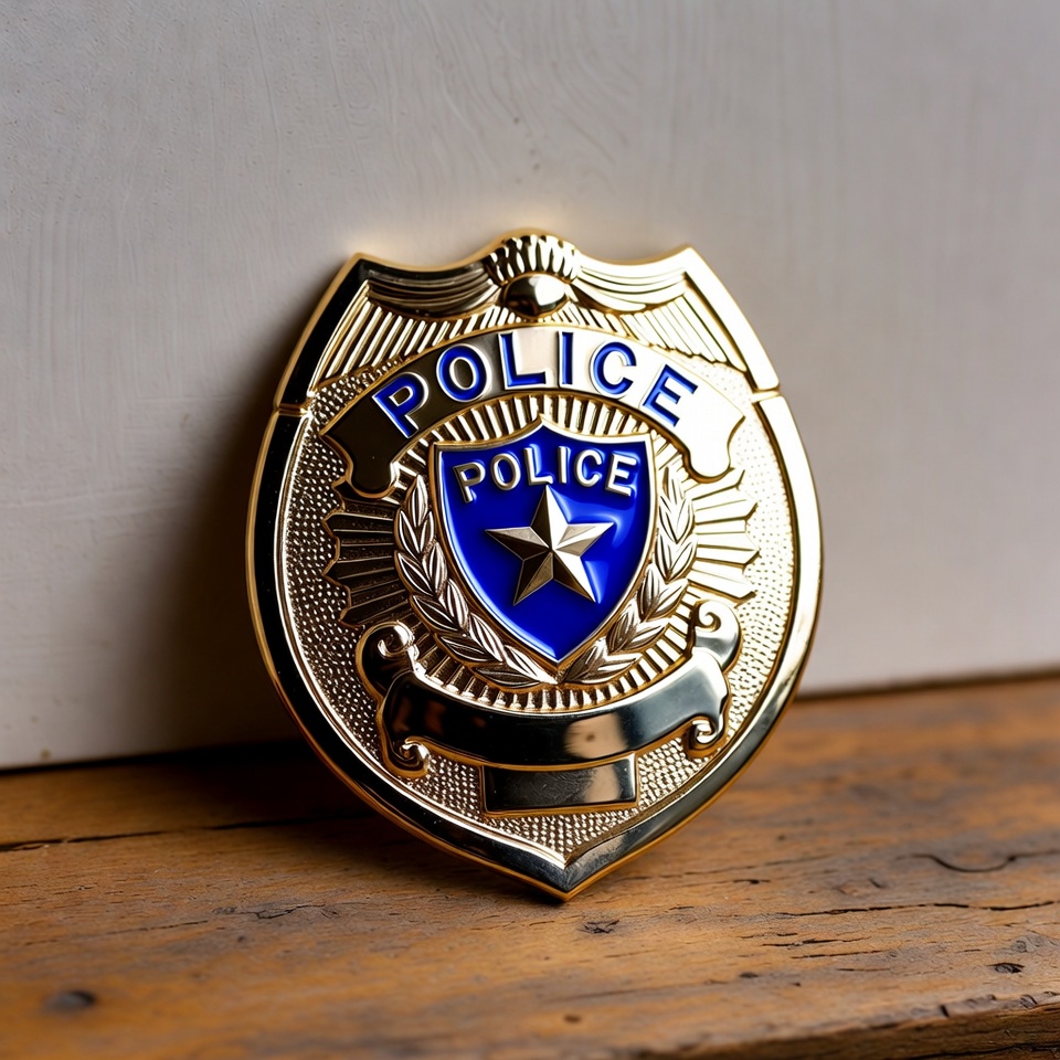 Gold Police Badge with Blue Shield Gold Police Badge with Blue Shield