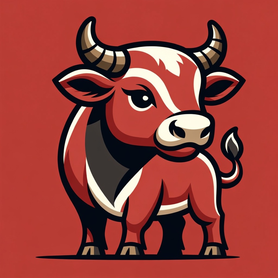 Red Bull Illustration on Red Background Red Bull Illustration on Red Background