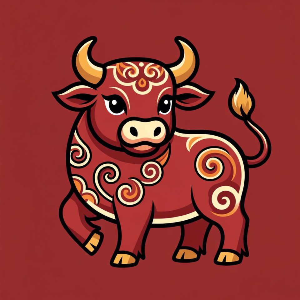 Cute Red Ox Illustration Cute Red Ox Illustration