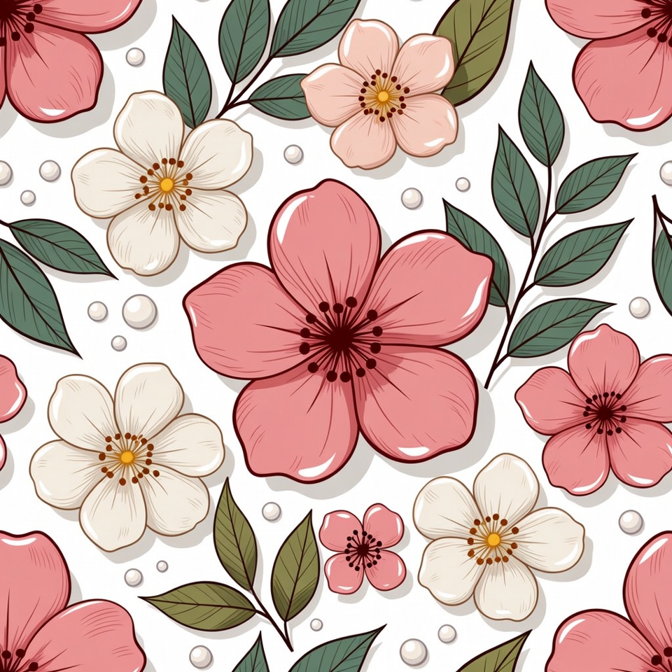 Pink and White Flower Seamless Pattern Pink and White Flower Seamless Pattern