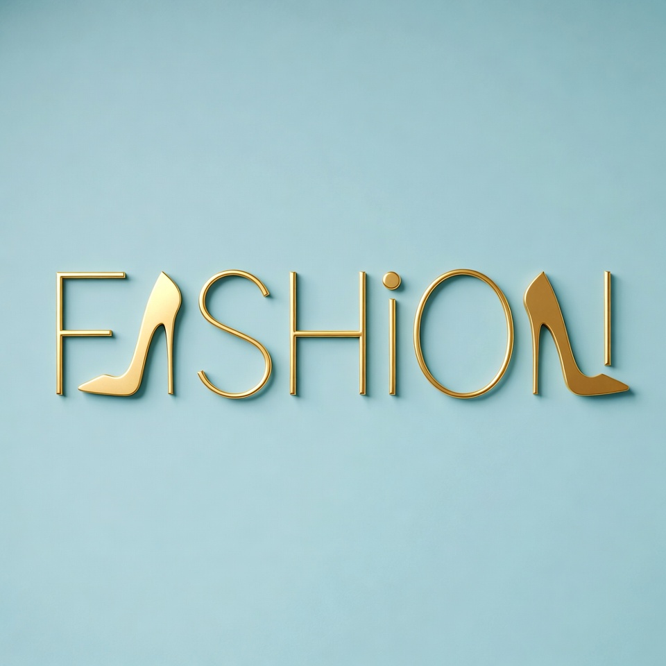 Gold High Heel Fashion Text Gold High Heel Fashion Text