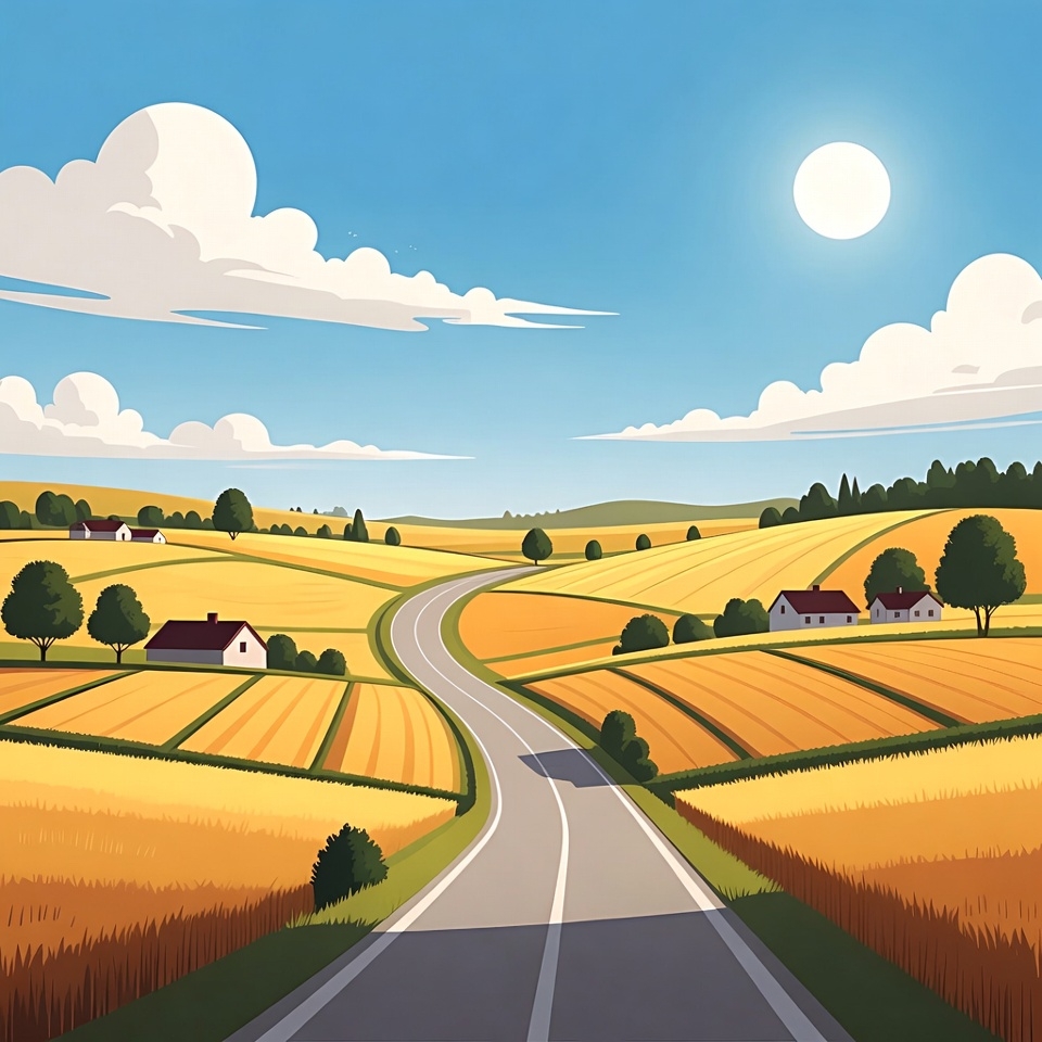 Winding road through golden wheat fields Winding road through golden wheat fields