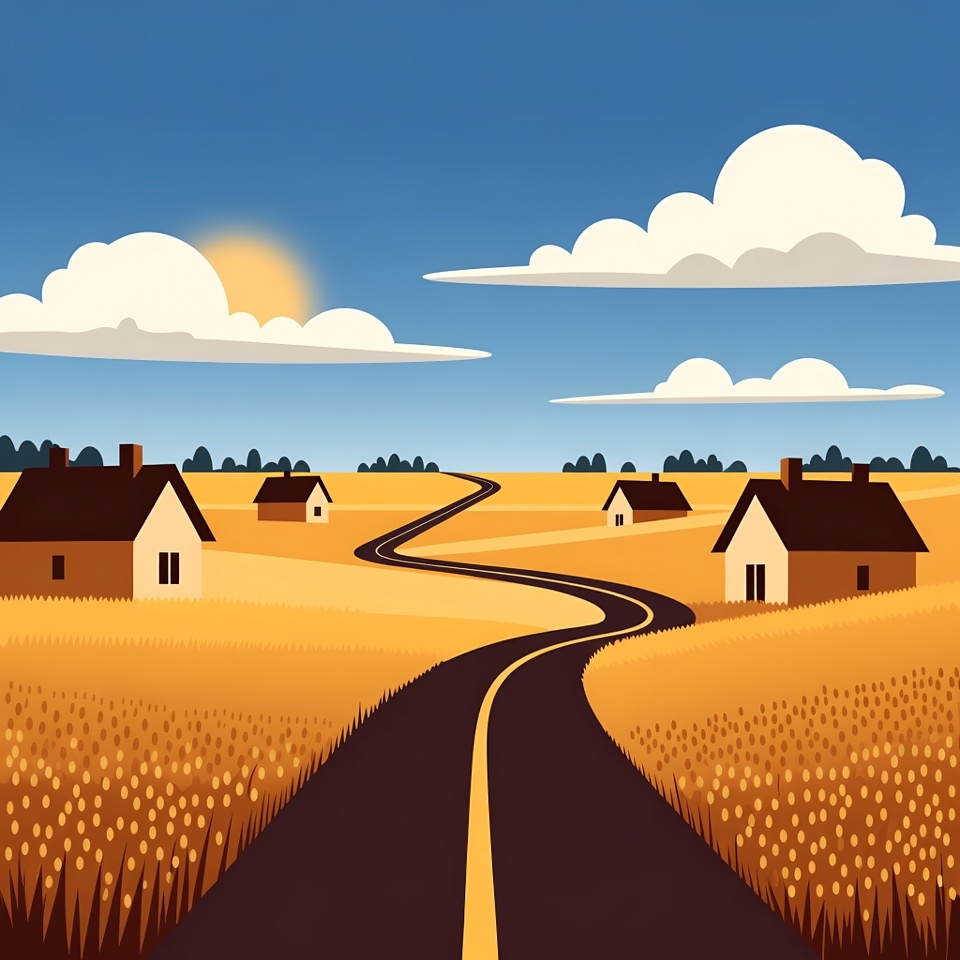 Winding Road Through Wheat Field Winding Road Through Wheat Field