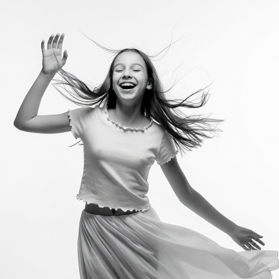 Girl Dancing with Flying Hair Girl Dancing with Flying Hair