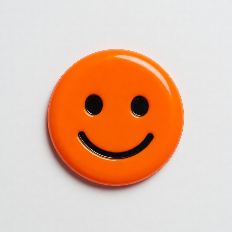 Orange Smiley Face Button Orange Smiley Face Button