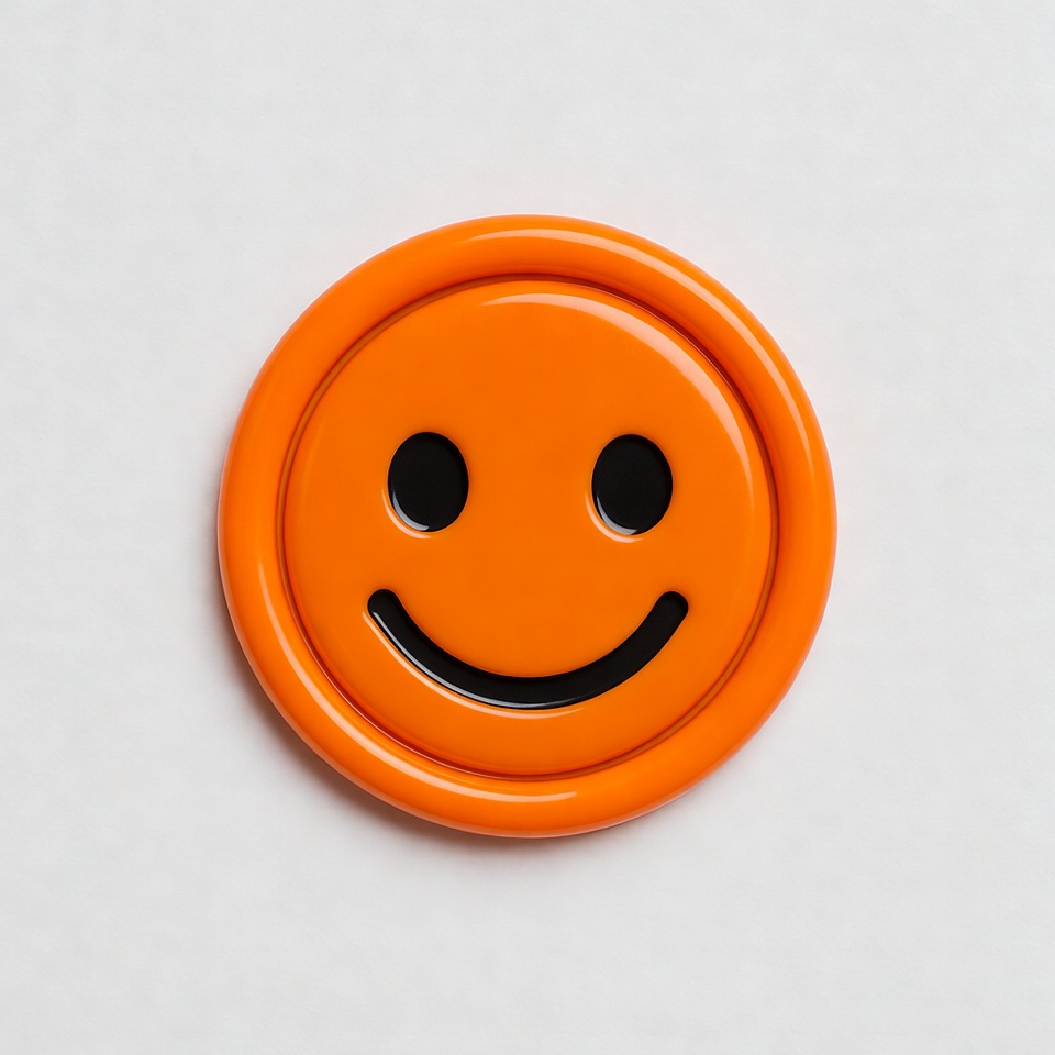 Orange Smiley Face Button Orange Smiley Face Button