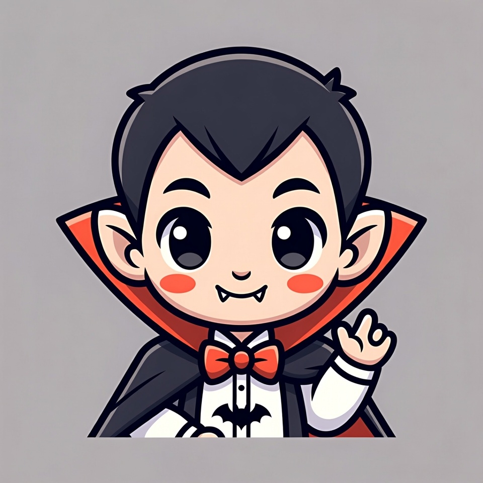 Cute cartoon vampire boy waving Cute cartoon vampire boy waving