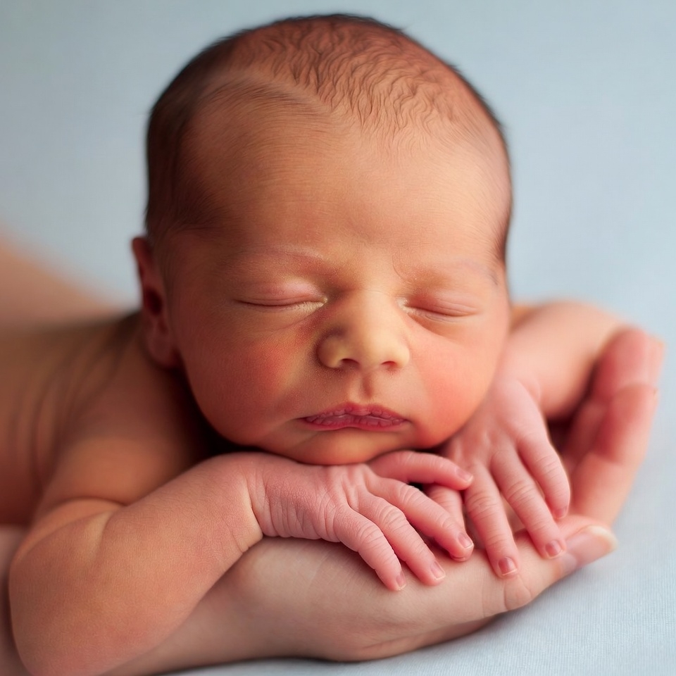 Sleeping newborn baby on blue background Sleeping newborn baby on blue background