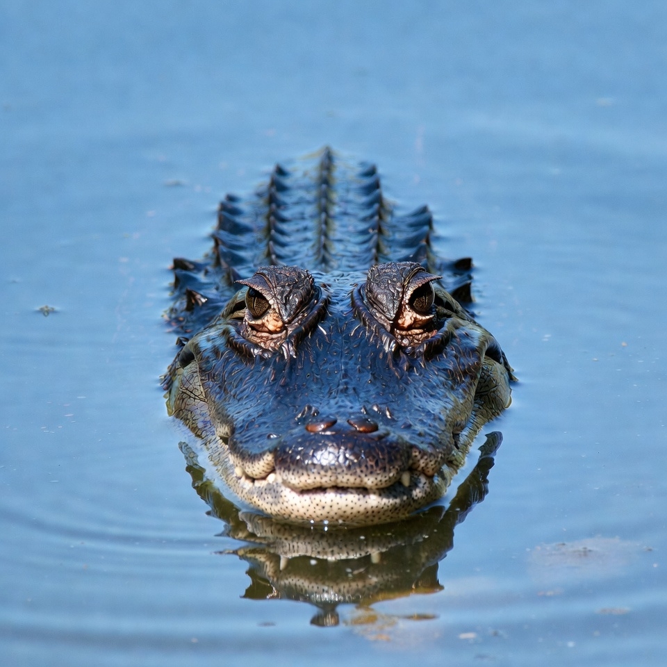 Alligator head emerging from water Alligator head emerging from water