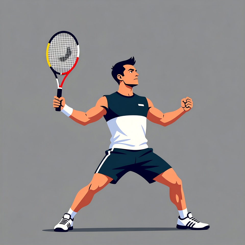 Muscular man holding tennis racket Muscular man holding tennis racket