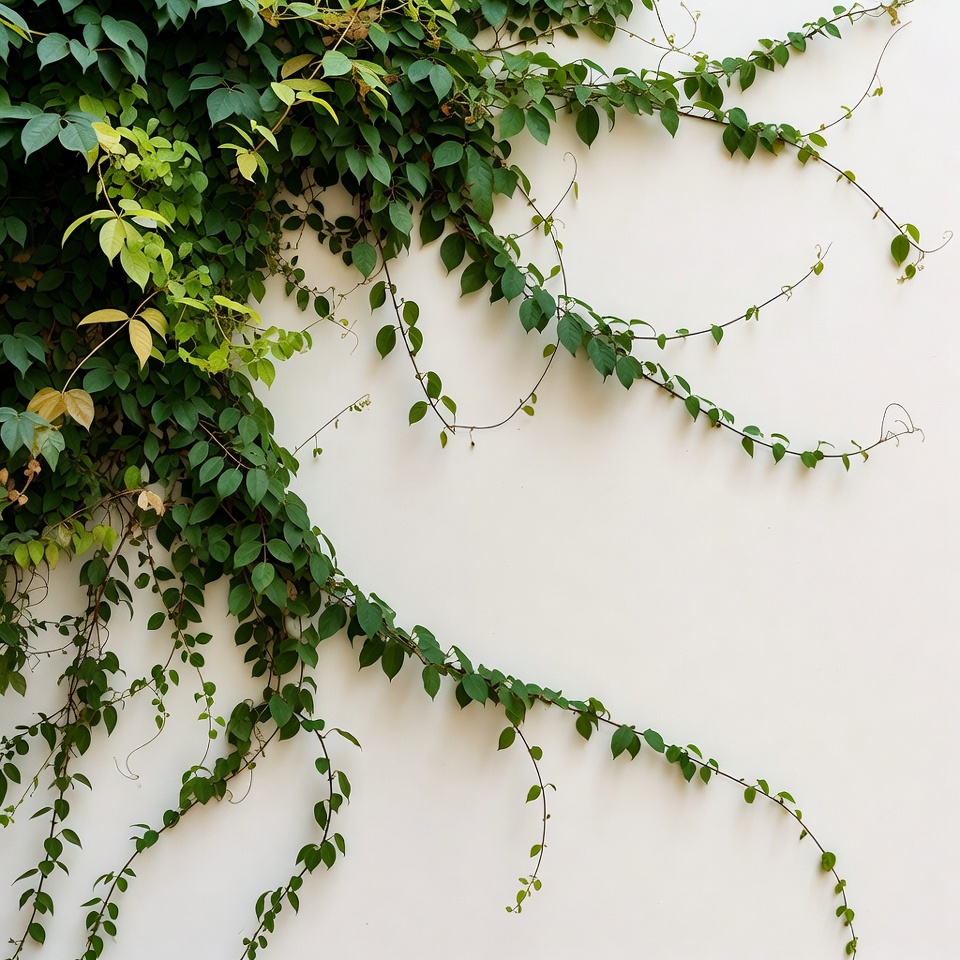 Green Ivy Vines on White Wall Green Ivy Vines on White Wall