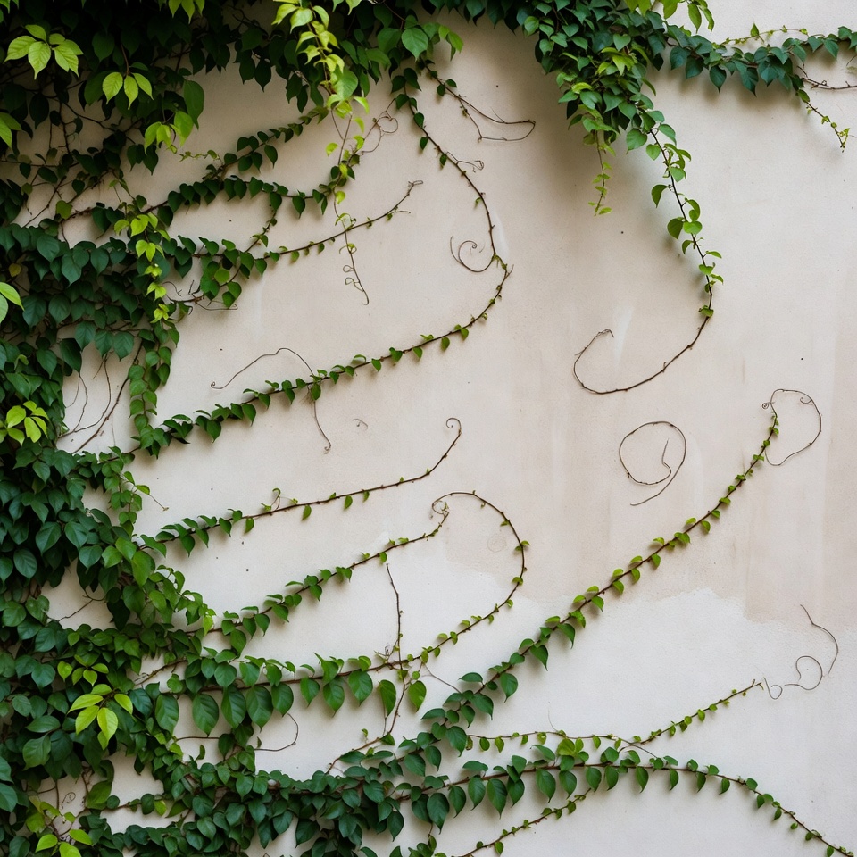 Green Ivy Climbing White Wall Green Ivy Climbing White Wall