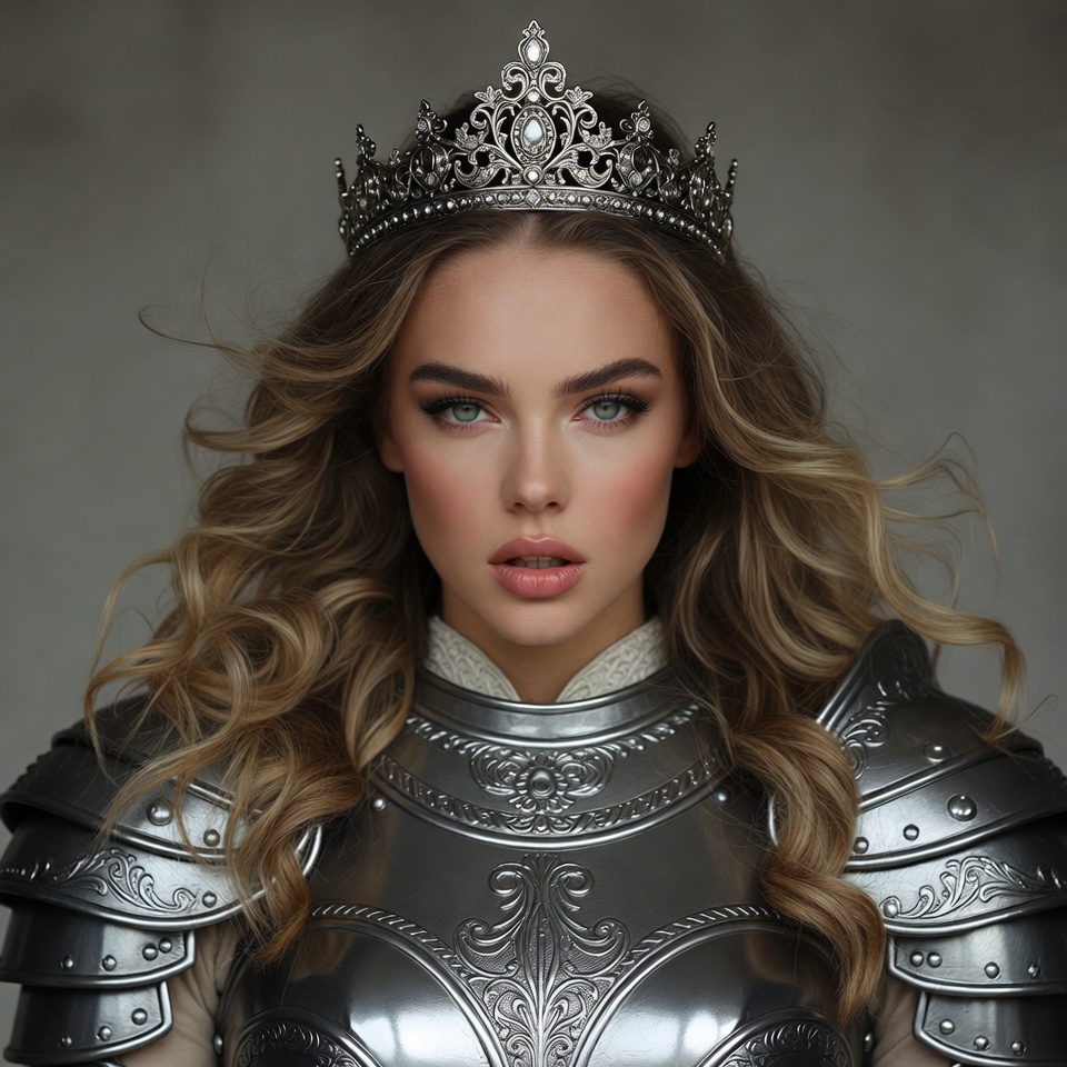 Woman in silver crown and armor Woman in silver crown and armor