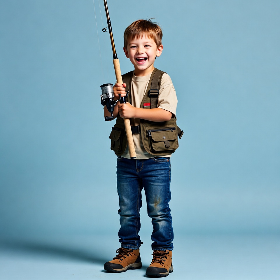 Boy holding fishing rod Boy holding fishing rod