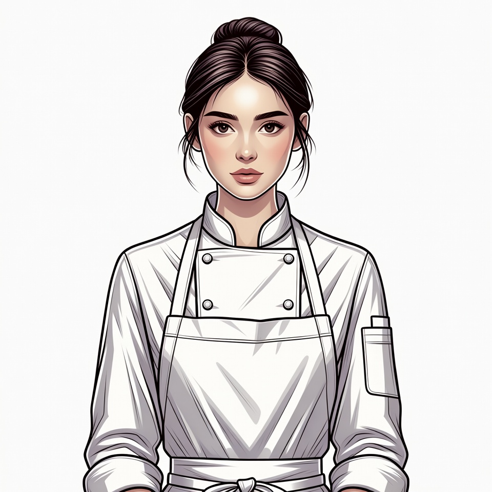 Asian woman chef in white uniform Asian woman chef in white uniform