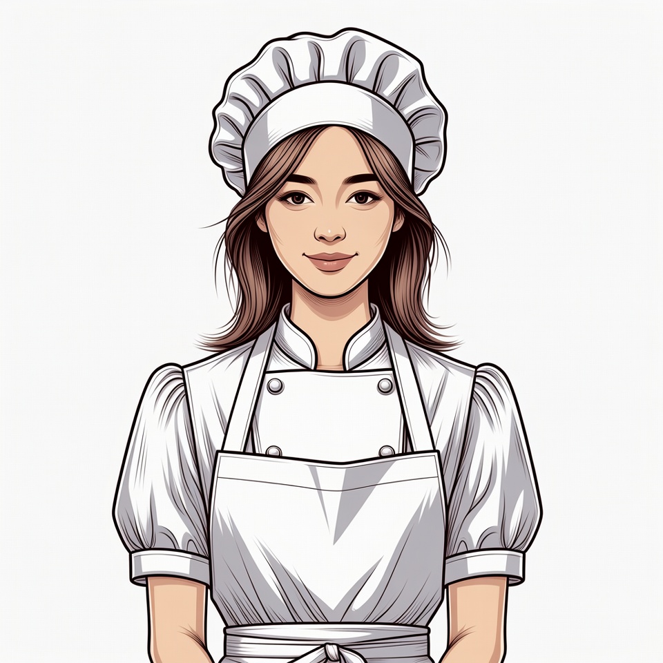 Asian woman chef illustration Asian woman chef illustration