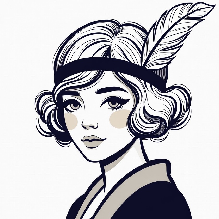 Flapper girl with feather headband Flapper girl with feather headband