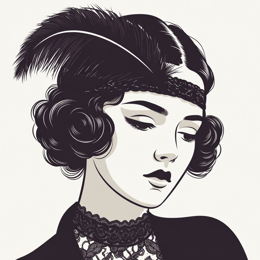 Flapper girl with feather headband Flapper girl with feather headband