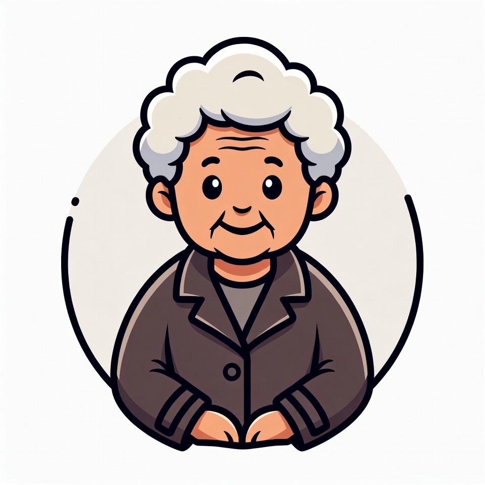Cartoon elderly woman smiling Cartoon elderly woman smiling