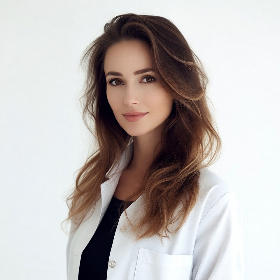 Woman in white lab coat Woman in white lab coat