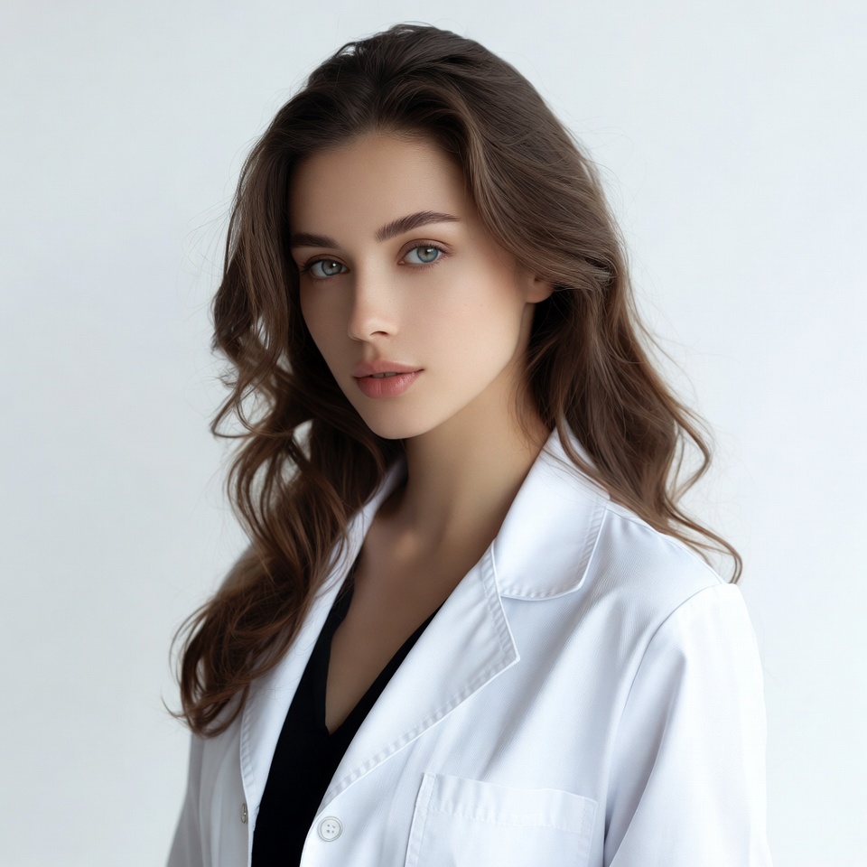 Woman in white lab coat Woman in white lab coat