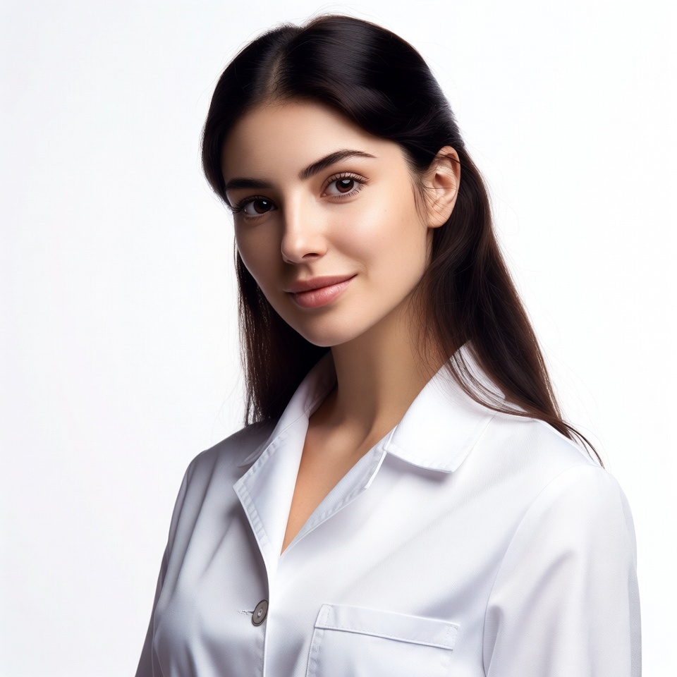 Woman in white lab coat Woman in white lab coat