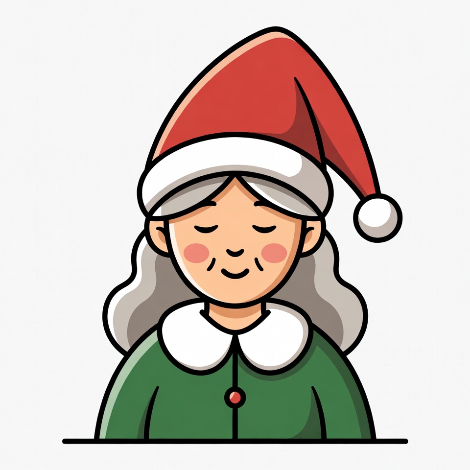 Elderly woman in Santa hat Elderly woman in Santa hat