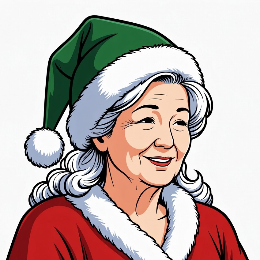 Elderly woman in Santa hat Elderly woman in Santa hat
