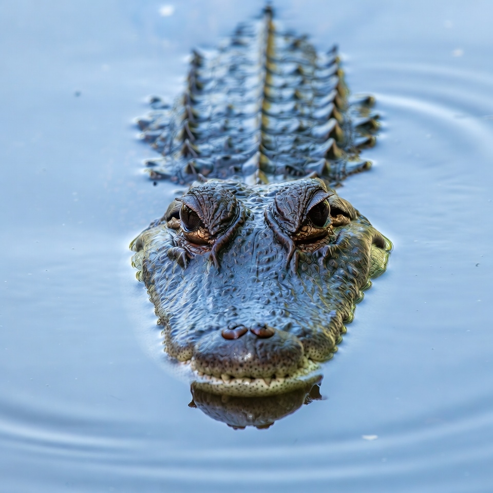 Crocodile swimming in blue water Crocodile swimming in blue water