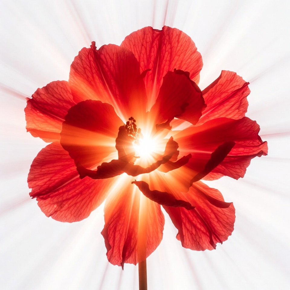 Red Flower with Radiant Glow Red Flower with Radiant Glow