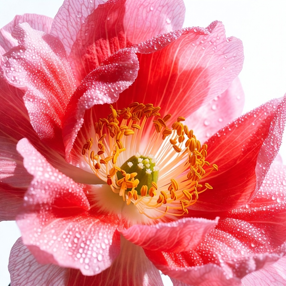 Pink Poppy Flower with Dew Drops Pink Poppy Flower with Dew Drops