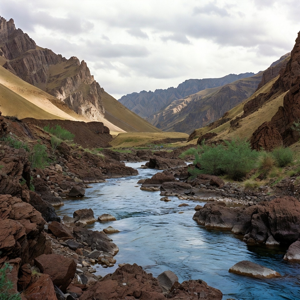 Mountain River in Rocky Valley Mountain River in Rocky Valley