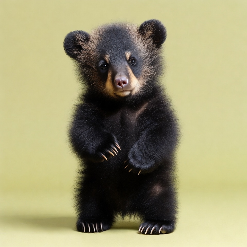 Cute black bear cub standing Cute black bear cub standing