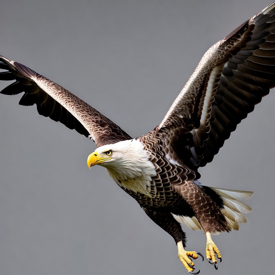 Bald eagle flying with wings spread Bald eagle flying with wings spread