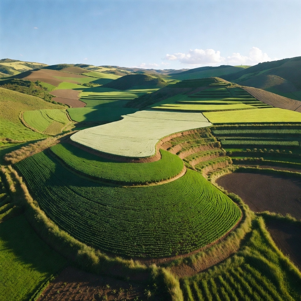 Aerial View of Green Terraced Rice Fields Aerial View of Green Terraced Rice Fields