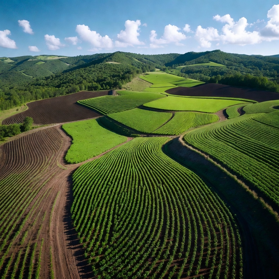 Rolling Green Farmland Hills Landscape Rolling Green Farmland Hills Landscape