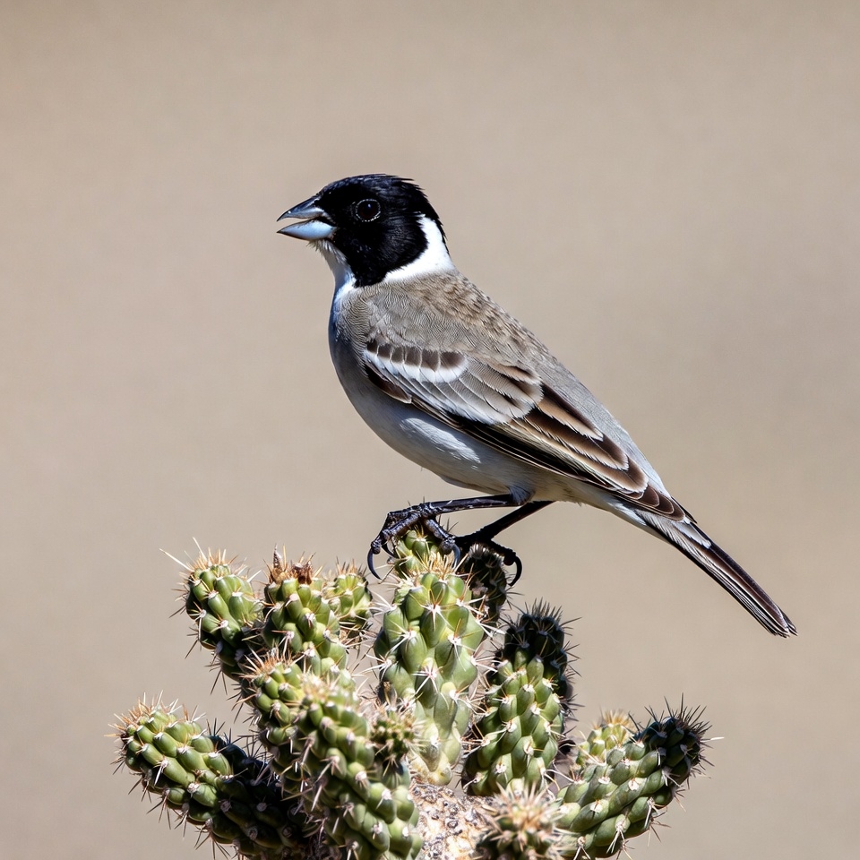 Black-capped Chickadee on Cactus Black-capped Chickadee on Cactus