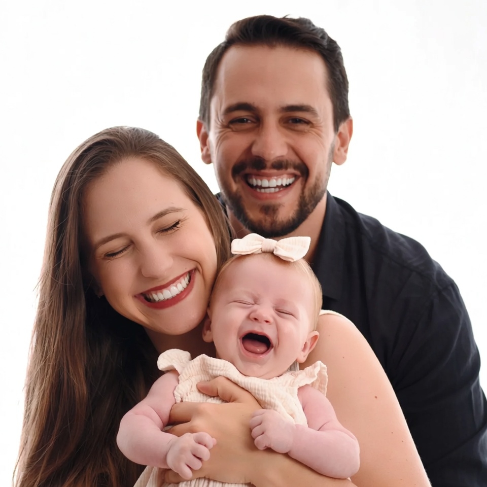 Family holding laughing baby Family holding laughing baby