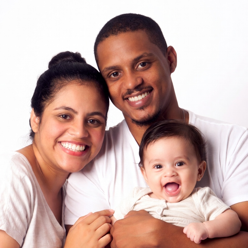 Happy African-American family with baby Happy African-American family with baby