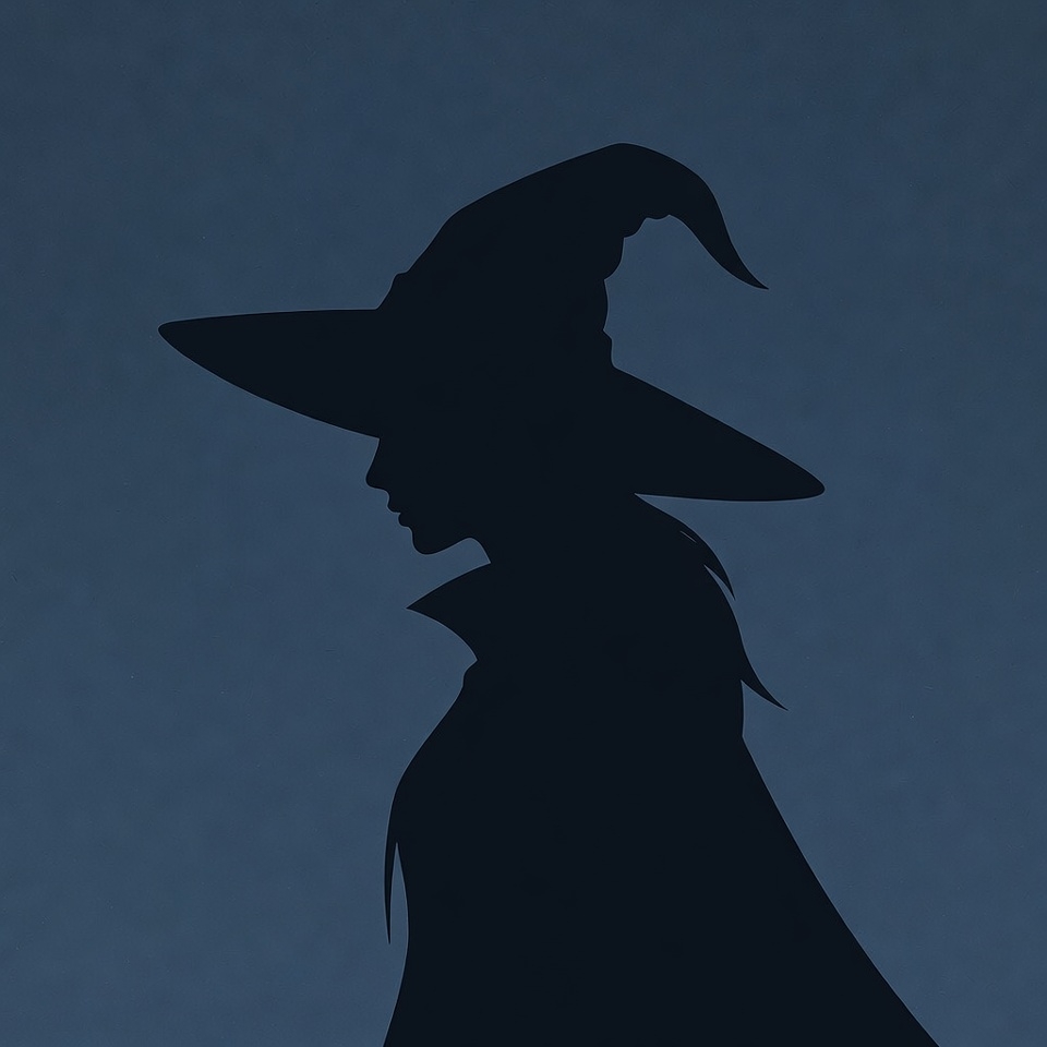 Silhouette of Witch in Profile Silhouette of Witch in Profile