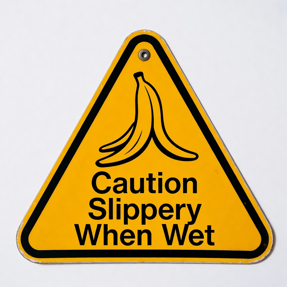 Caution Slippery When Wet Banana Sign Caution Slippery When Wet Banana Sign