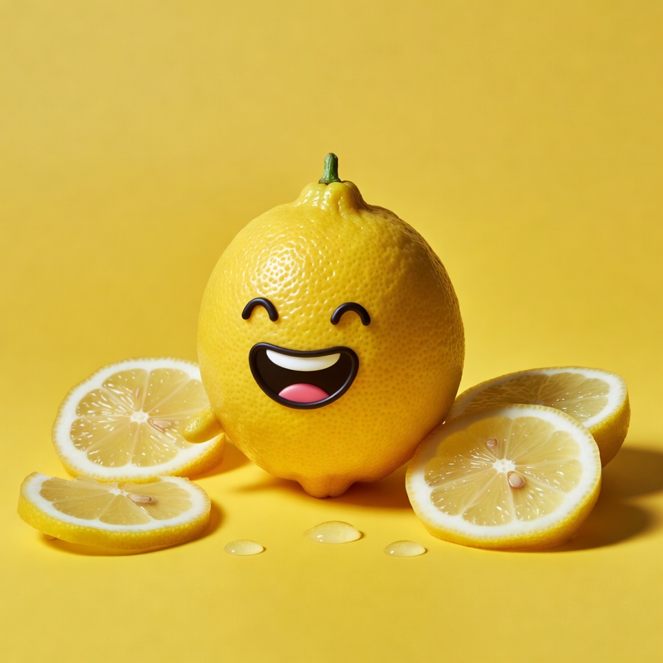 Smiling Cartoon Lemon with Slices Smiling Cartoon Lemon with Slices