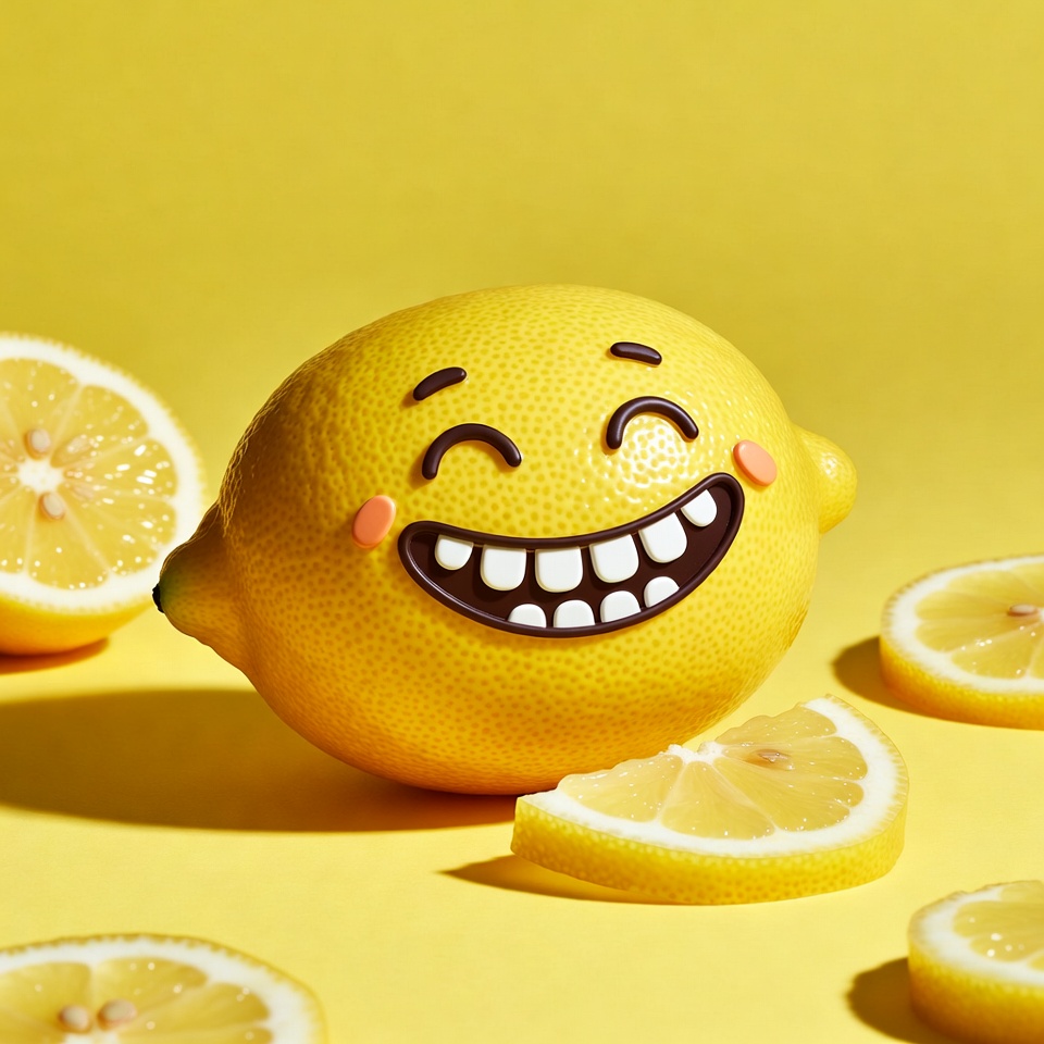 Smiling Cartoon Lemon with Slices Smiling Cartoon Lemon with Slices