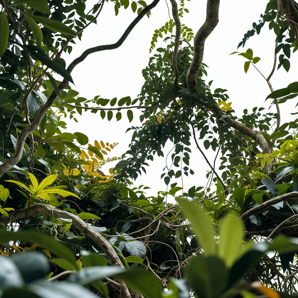 Lush green vines on white background Lush green vines on white background