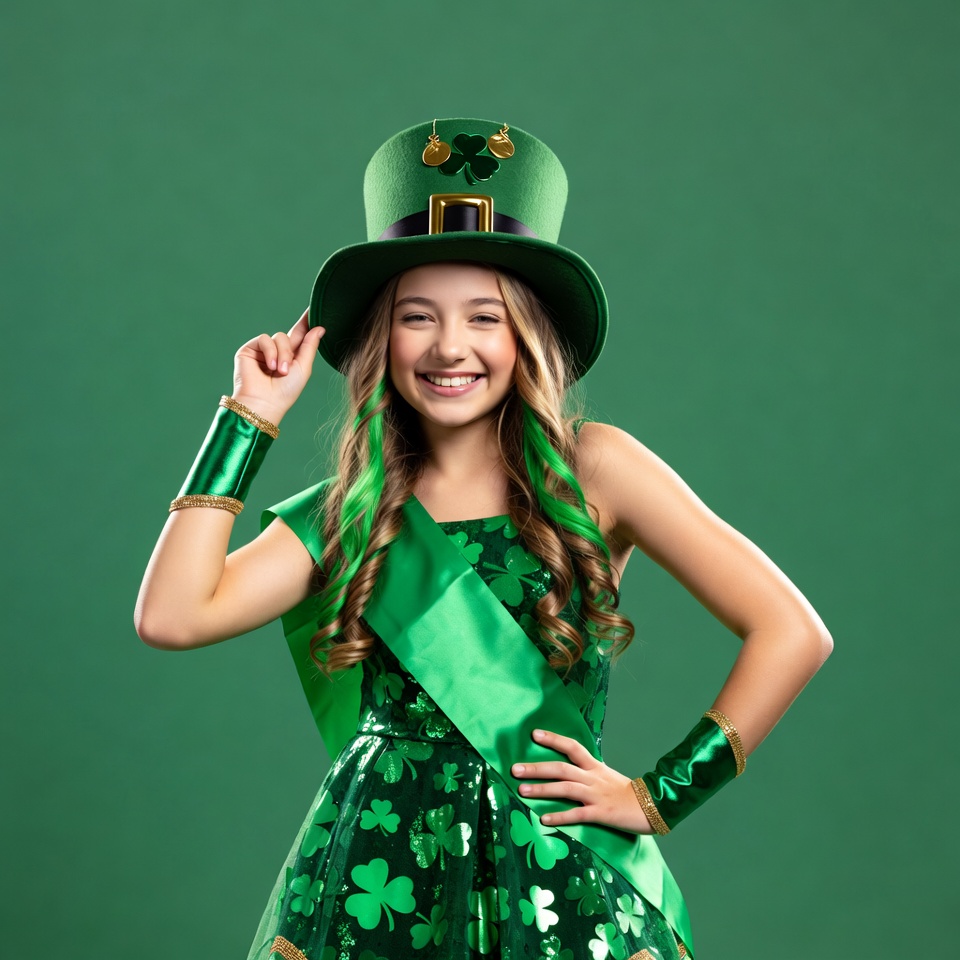 Girl in green leprechaun hat Girl in green leprechaun hat