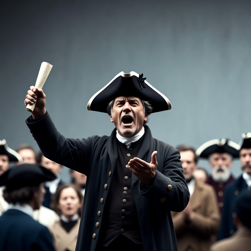 Man in tricorn hat holding scroll Man in tricorn hat holding scroll