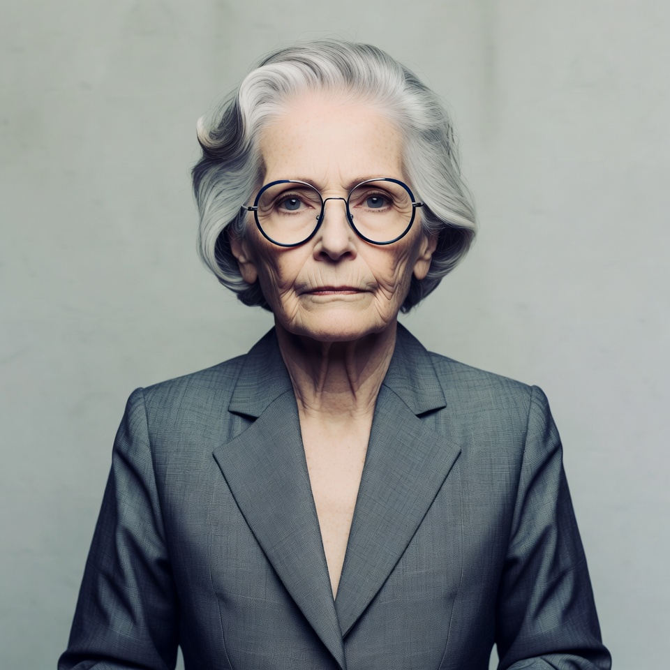 Elderly woman in glasses and suit Elderly woman in glasses and suit